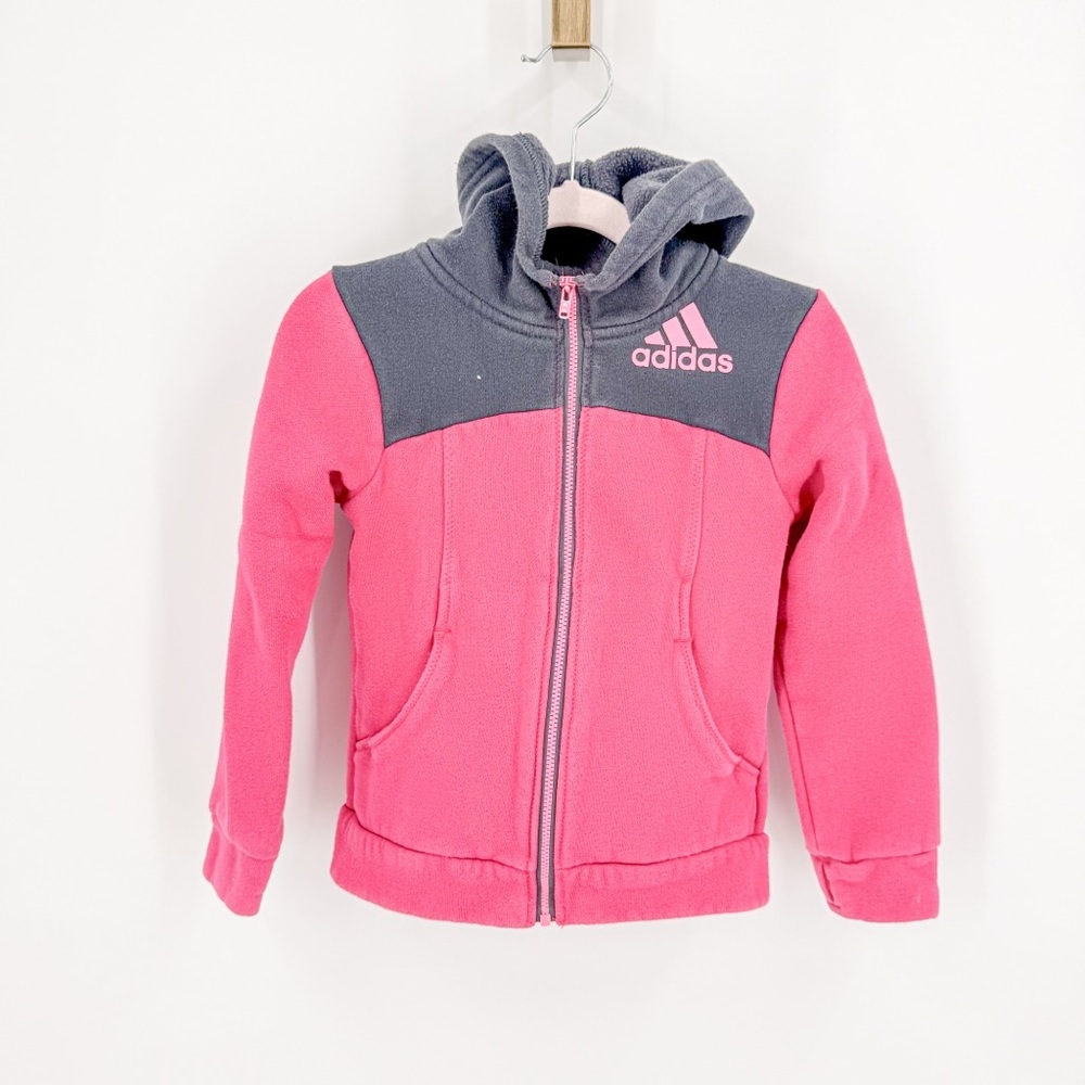 Adidas Kids Pink and Gray Hoodie